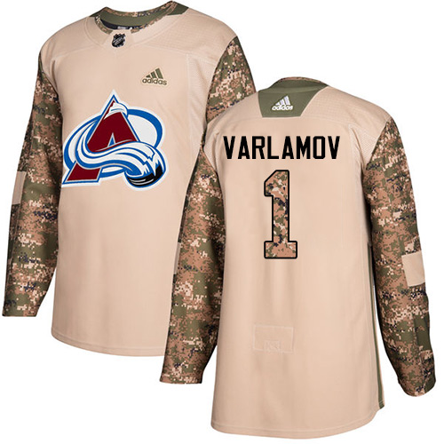 Adidas Avalanche #1 Semyon Varlamov Camo Authentic Veterans Day Stitched Youth NHL Jersey
